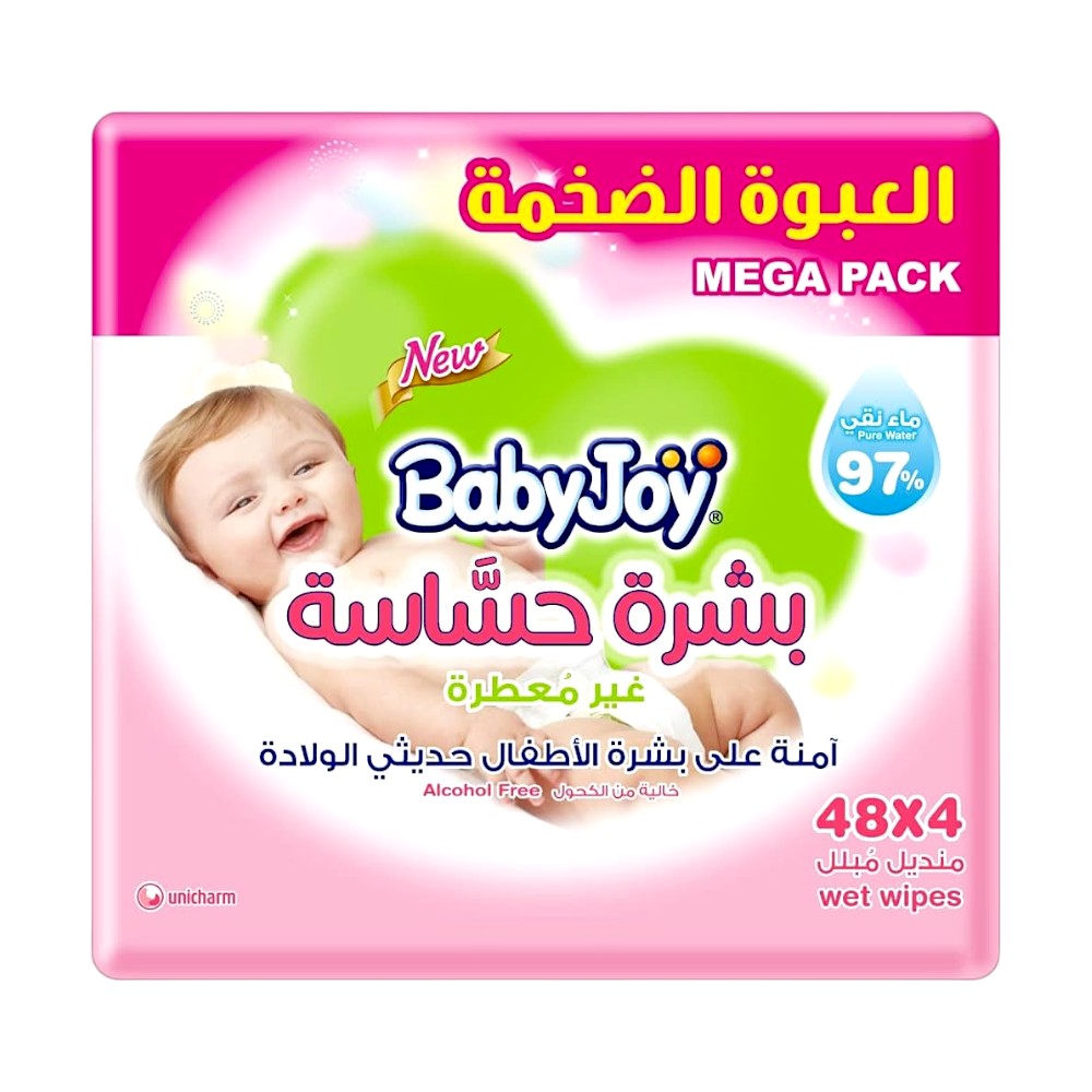 بيبي جوي مناديل مبللة غير معطرة للأطفال حديثي الولادة  - 48x4 منديل