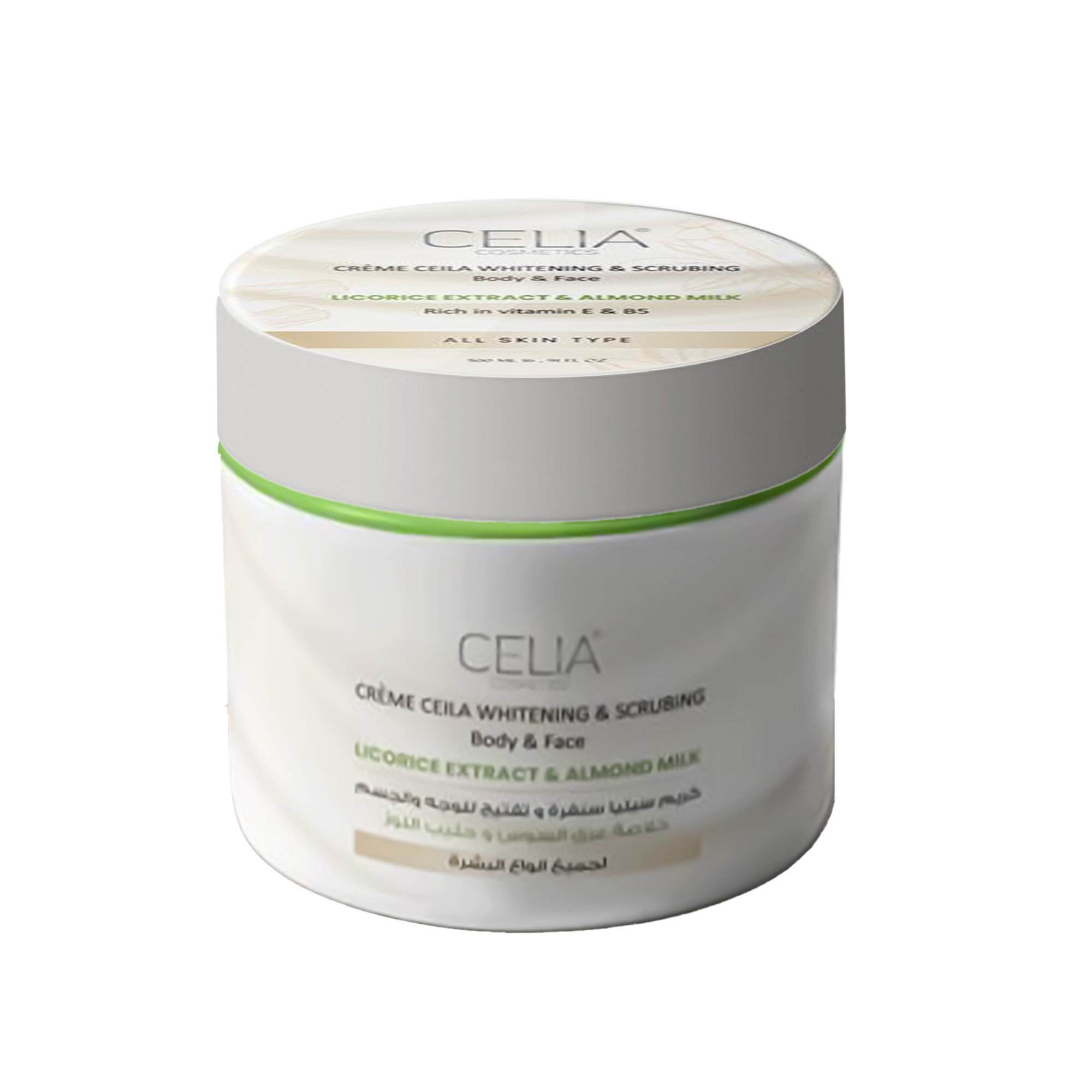 Celia cream scrub to lighten the face and body with licorice for all skin types - 500 ml
