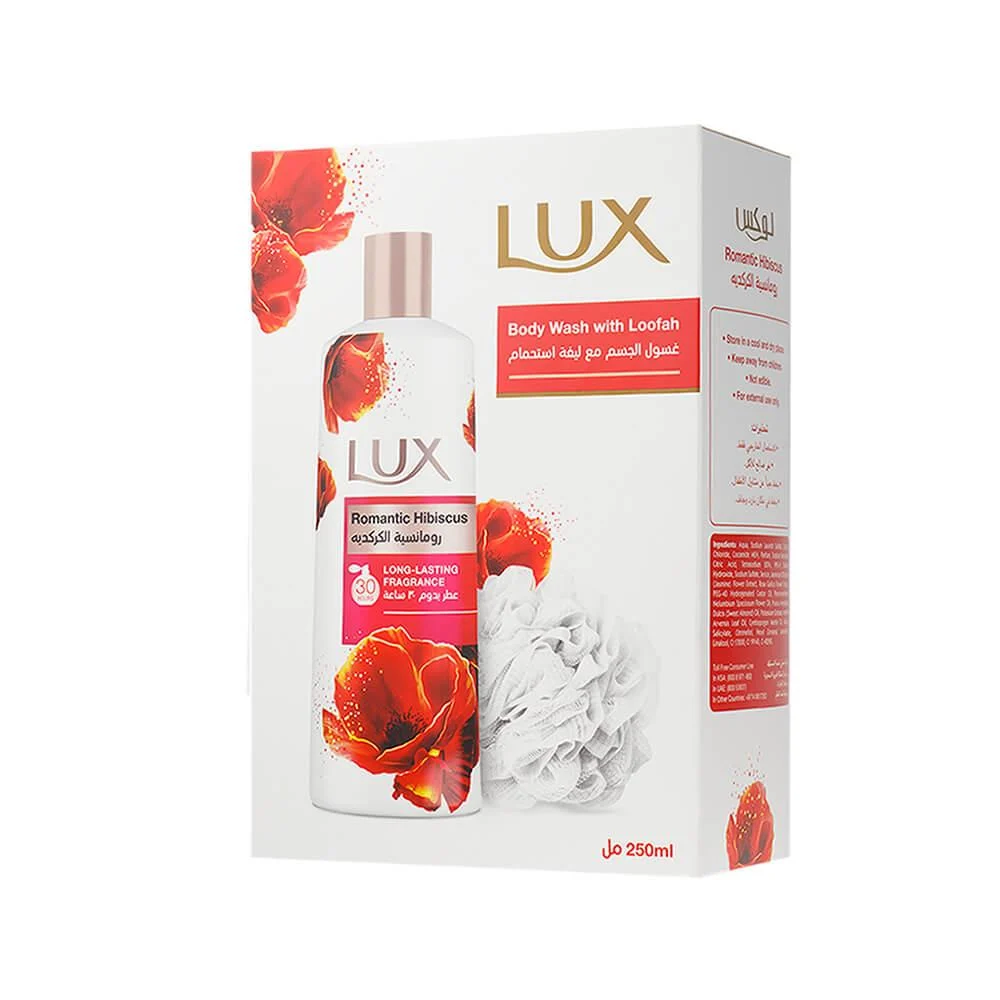 لوكس غسول جسم عطري  رومانسية الكركدية مع ليفة 250 مل
