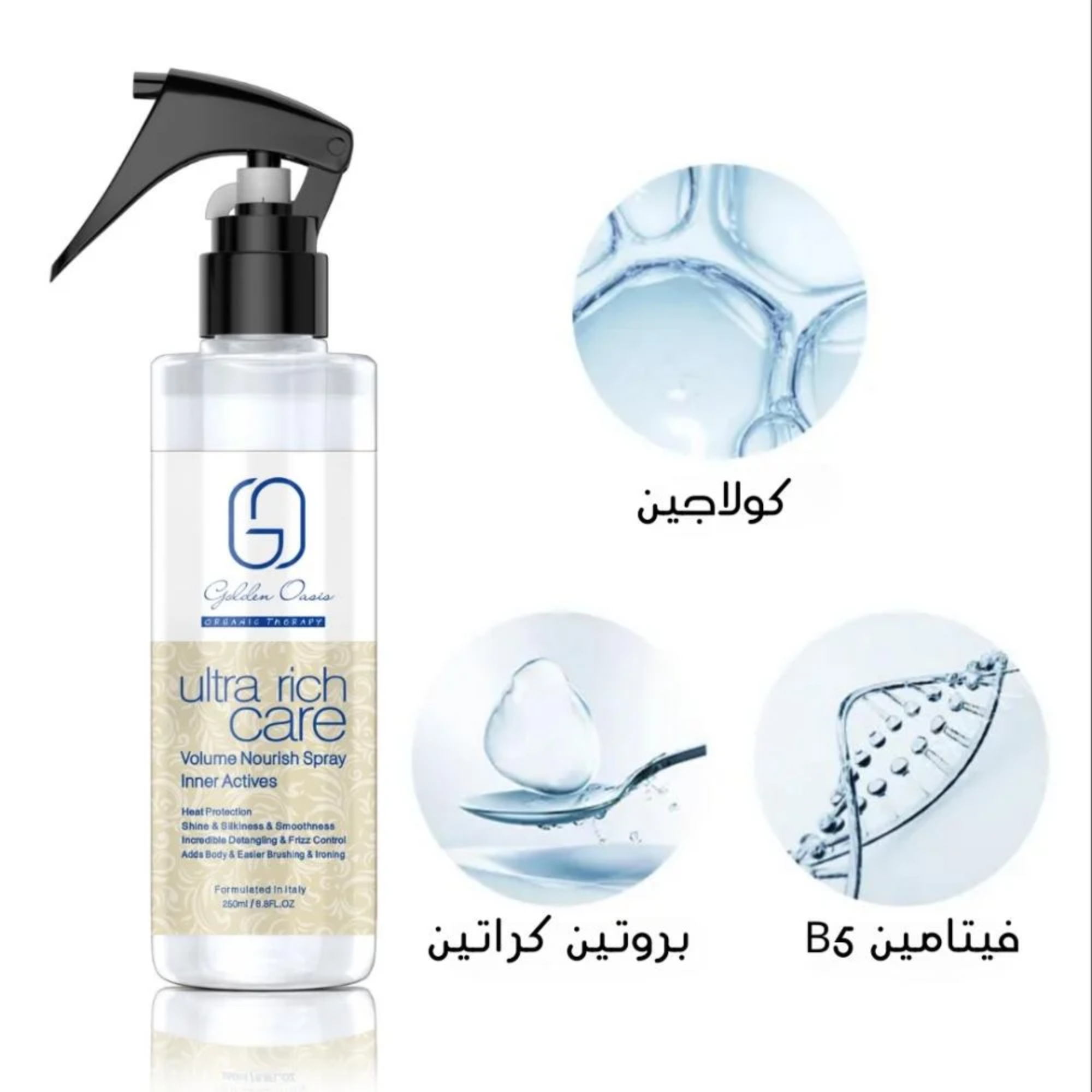 Golden Oasis Heat Protection Hair Spray – Ultra Rich Care – 250ml