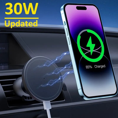 شاحن لاسلكي مغناطيسي للسيارة macafe ، حامل هاتف ، حامل شحن سريع ، iPhone 12 ، 13 ، 14 ، 15 Pro Max ، Mini ، فتحة تهوية ، 30W