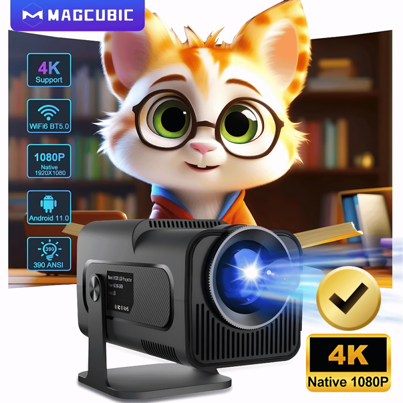 بروجكتور الأصلي Magcubic HY320 4K بدقة 1080P قابل للدوران 180° بنظام تشغيل Android 11
