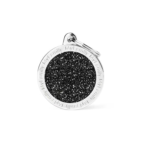 Large shiny circle dog collar - black