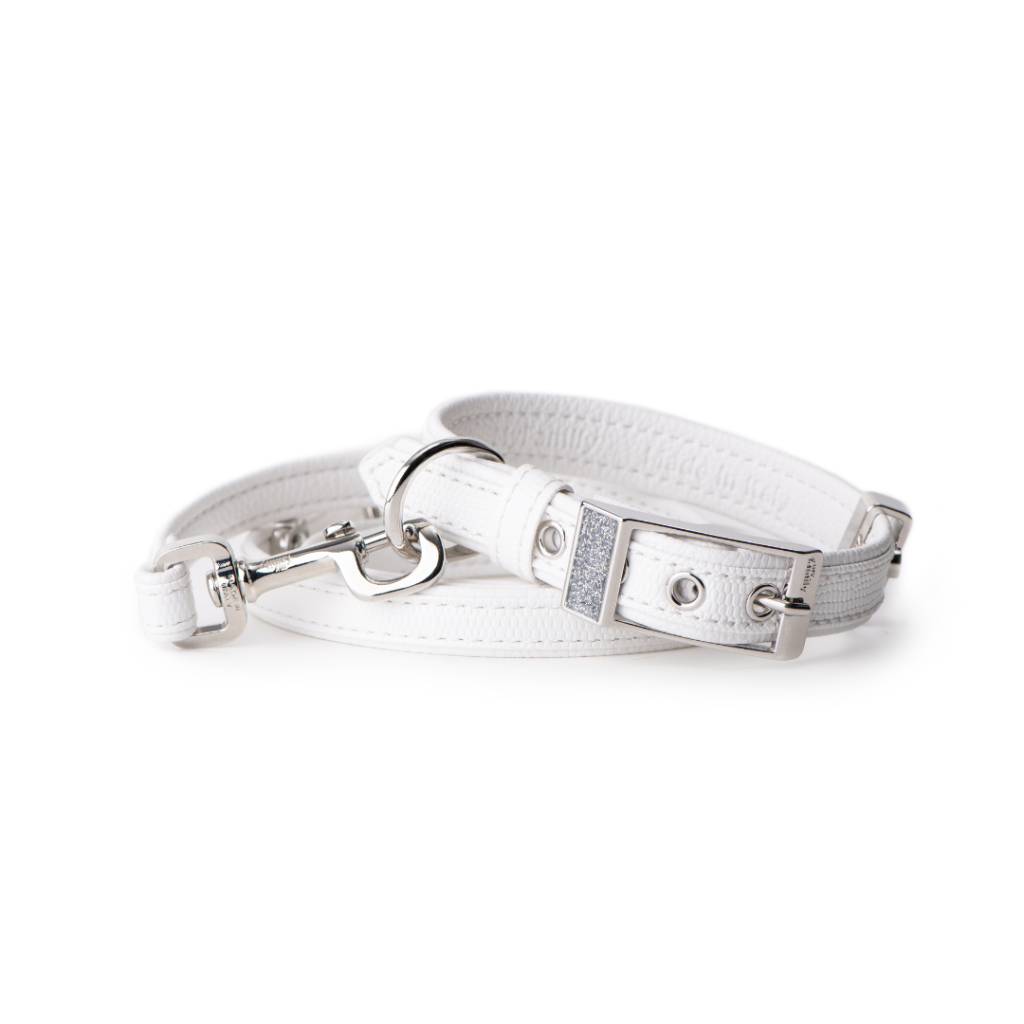 My Family Saint Tropez White Leather Collar 22/26-1.2 cm