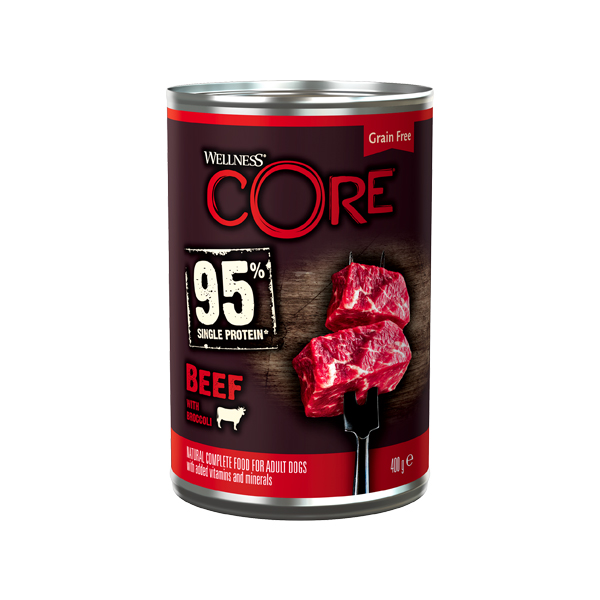 Wellness Core Wet Food 95% Single Protein Beef with Broccoli for Dogs 