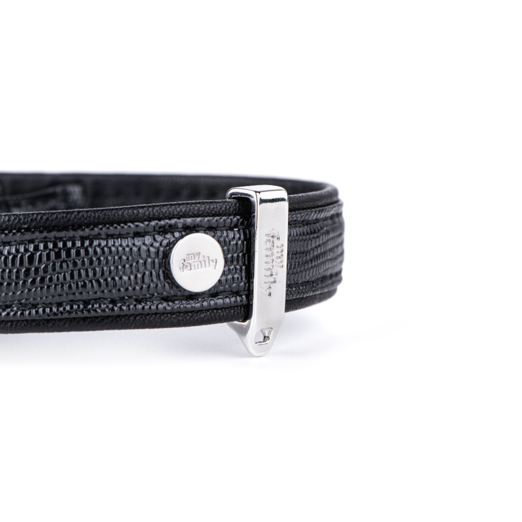 My Family Saint Tropez Black Leather Collar 22/26-1.2 cm
