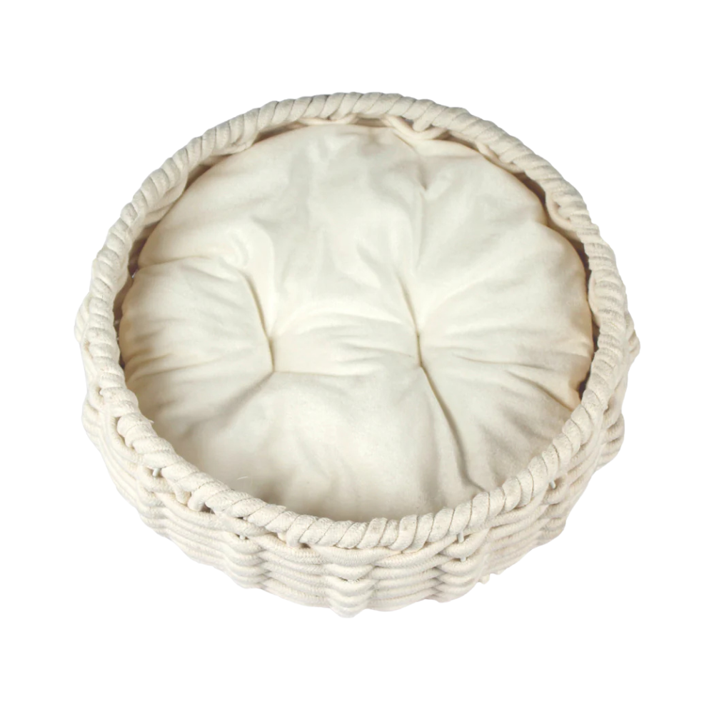 PPTCO woven Oval Cotton rope woven pet bed-CREAM