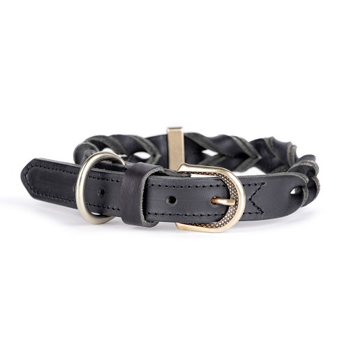 My Family Ascot Black Leather Collar