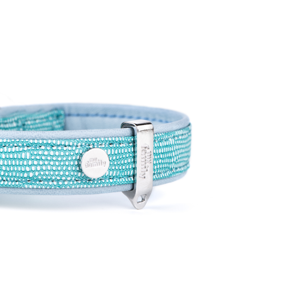 My Family Saint Tropez Turquoise Leather Collar 41 x 2.2 cm