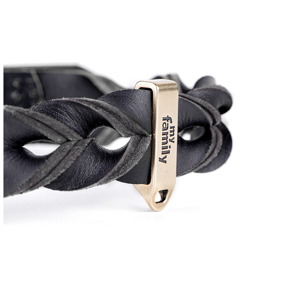 My Family Ascot Black Leather Collar