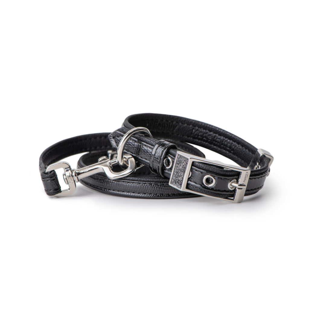 My Family Saint Tropez Black Leather Collar 22/26-1.2 cm