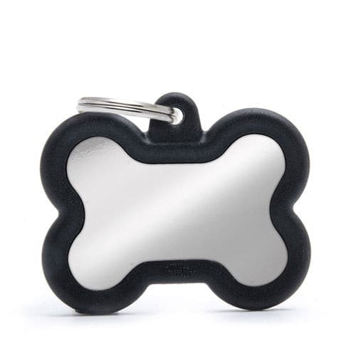 Bone-shaped pendant with a black frame
