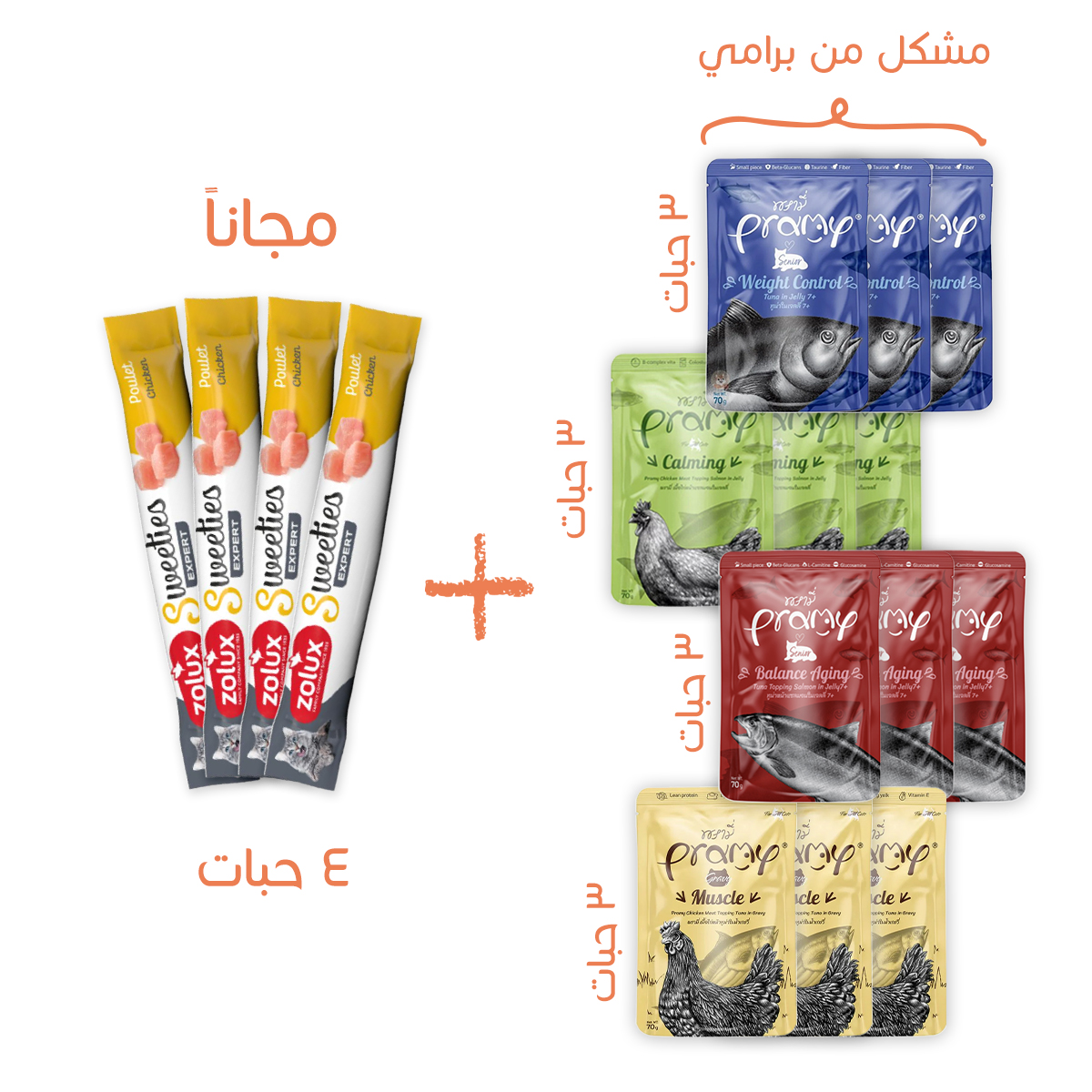 برامي 12 حبة تشكيلة طعام رطب للقطط مع هدايا مكافأت زولكس