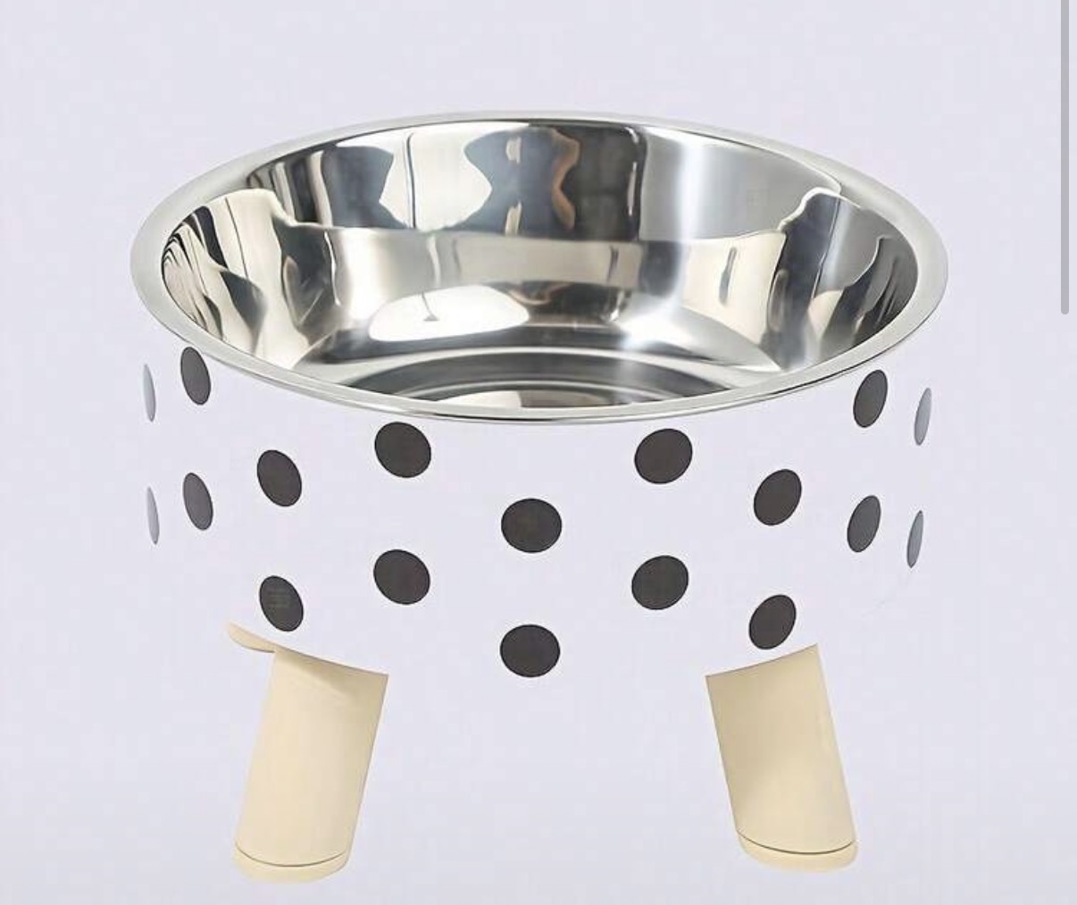 Stainless steel cat food bowl - polka dots