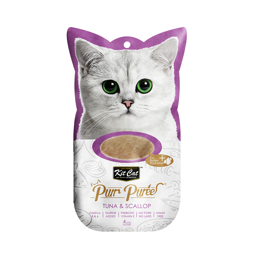 Kit Cat Purr Puree Tuna & Scallop 15gx4 Sachets
