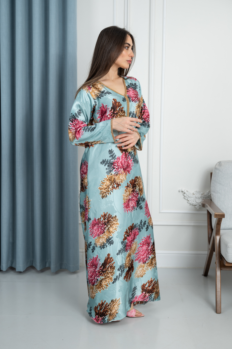 جلابية نسائية قماش جاكار ساتان