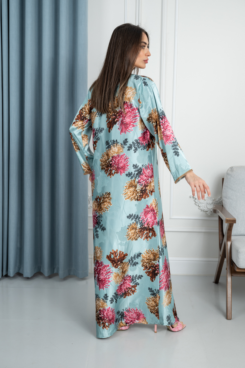 جلابية نسائية قماش جاكار ساتان