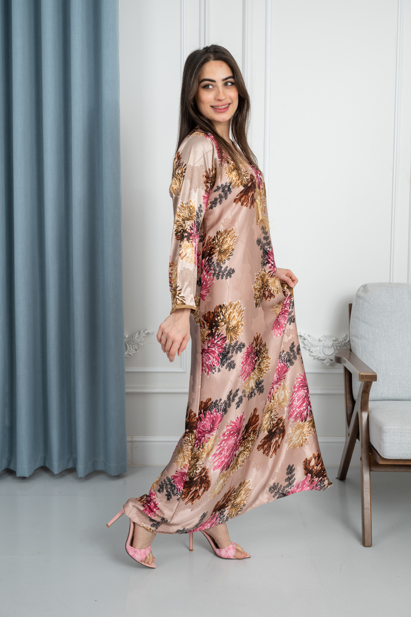 جلابية نسائية قماش جاكار ساتان