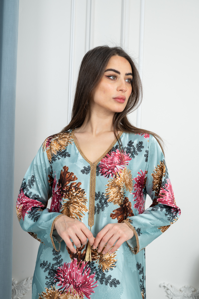 جلابية نسائية قماش جاكار ساتان