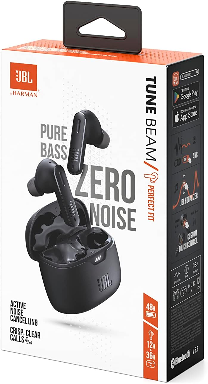 JBL Tune Beam True Wireless Noise Cancelling Earbuds, Pure Bass