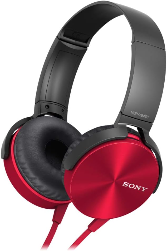 Sony Mdr-Xb450Ap On-Ear Extra Bass Headphones With Mic (Red), Wired