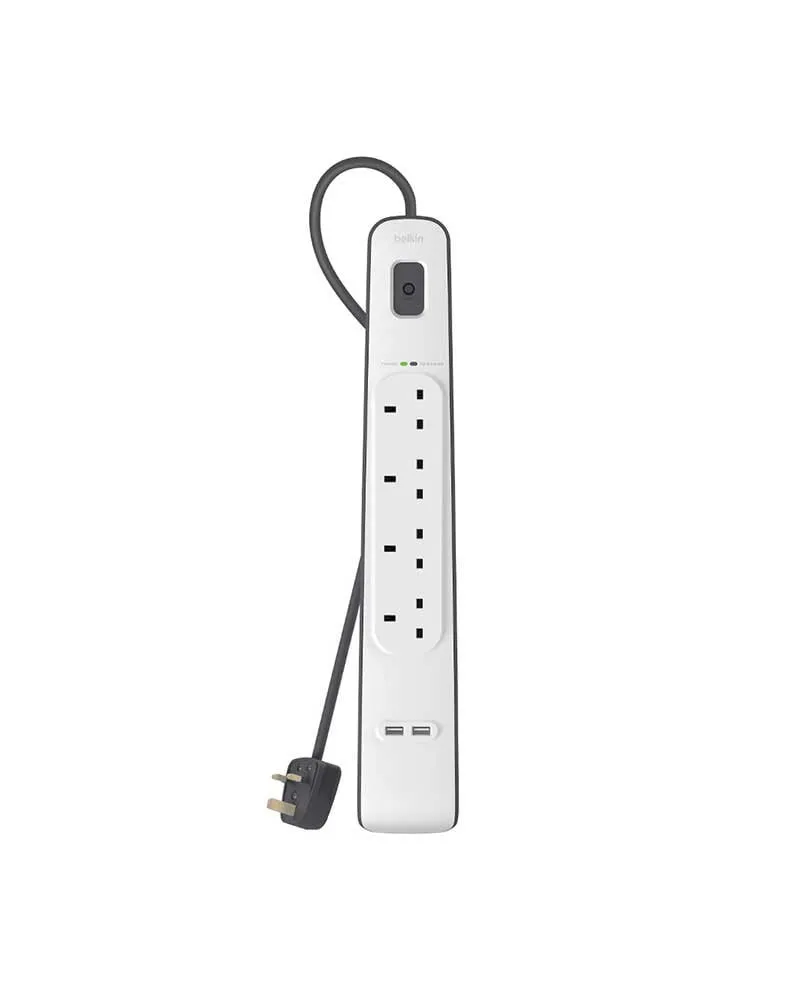 توصيلة كهربائية من بيلكن 4 منافذ طاقه بمنفذين USB