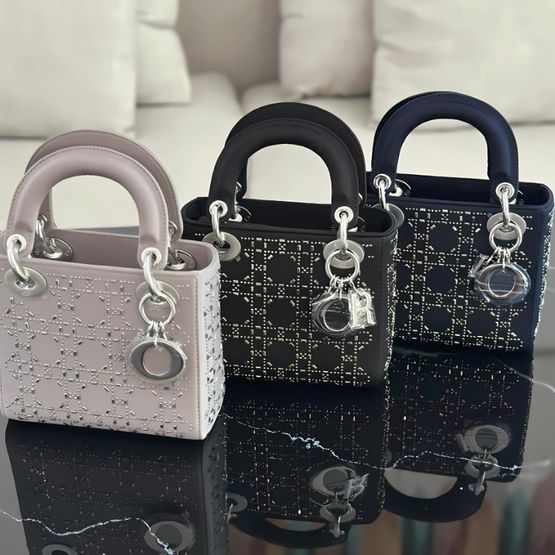 شنطة ليدي ديور ميني Satin Strass
