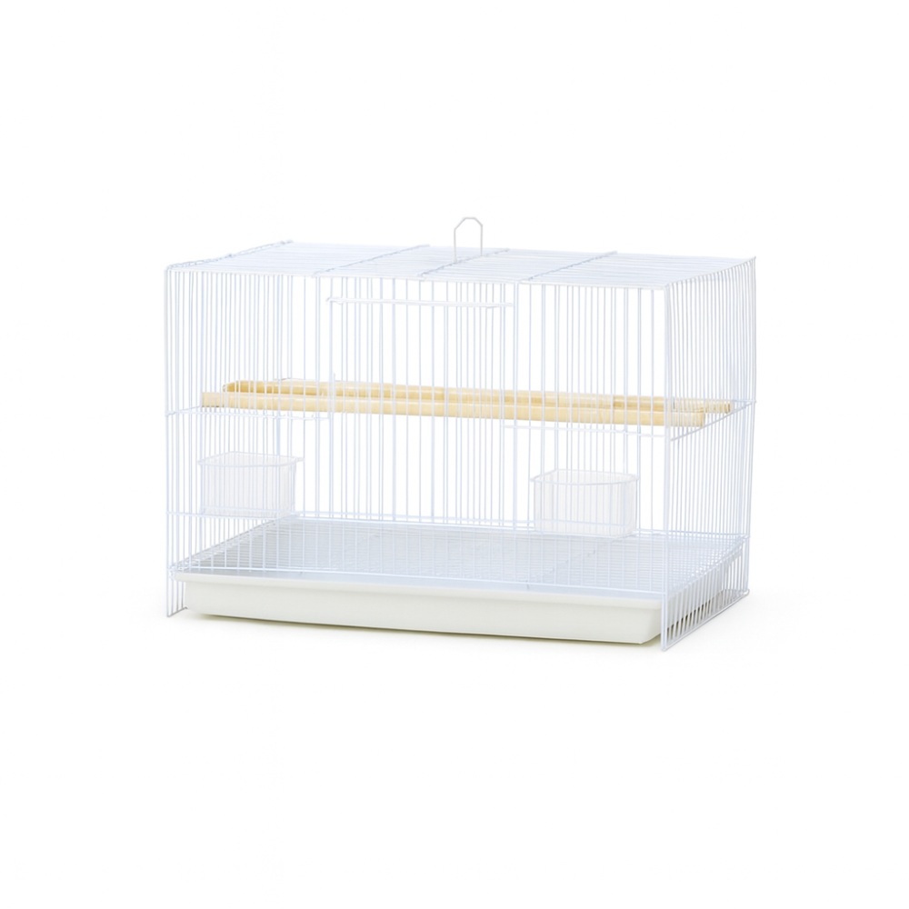  Dayang Bird Cage Model 600 with Perch and 2 Feeders – 45x28x31 cm - White 