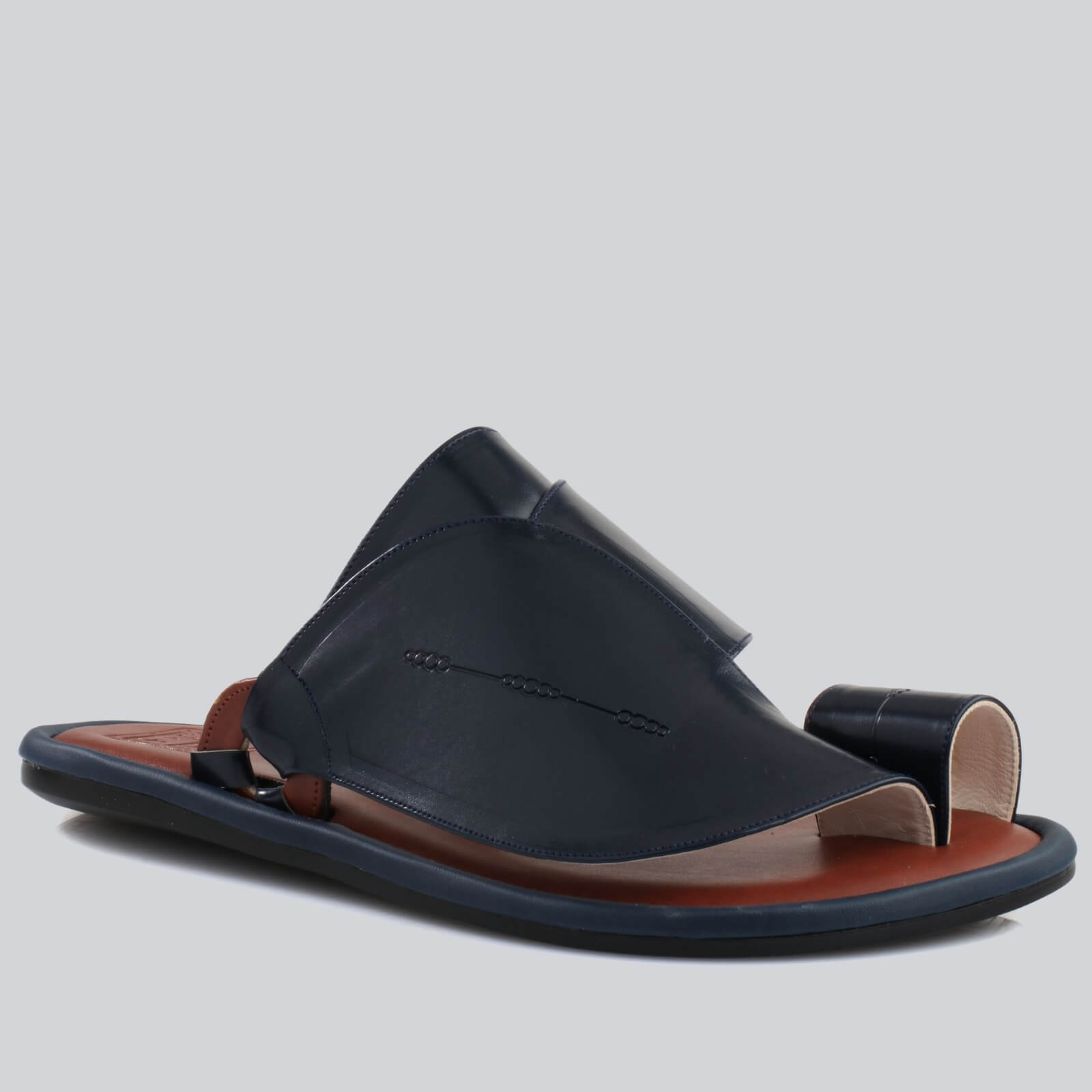 Men's luxury navy blue comfortable slippers, low sole