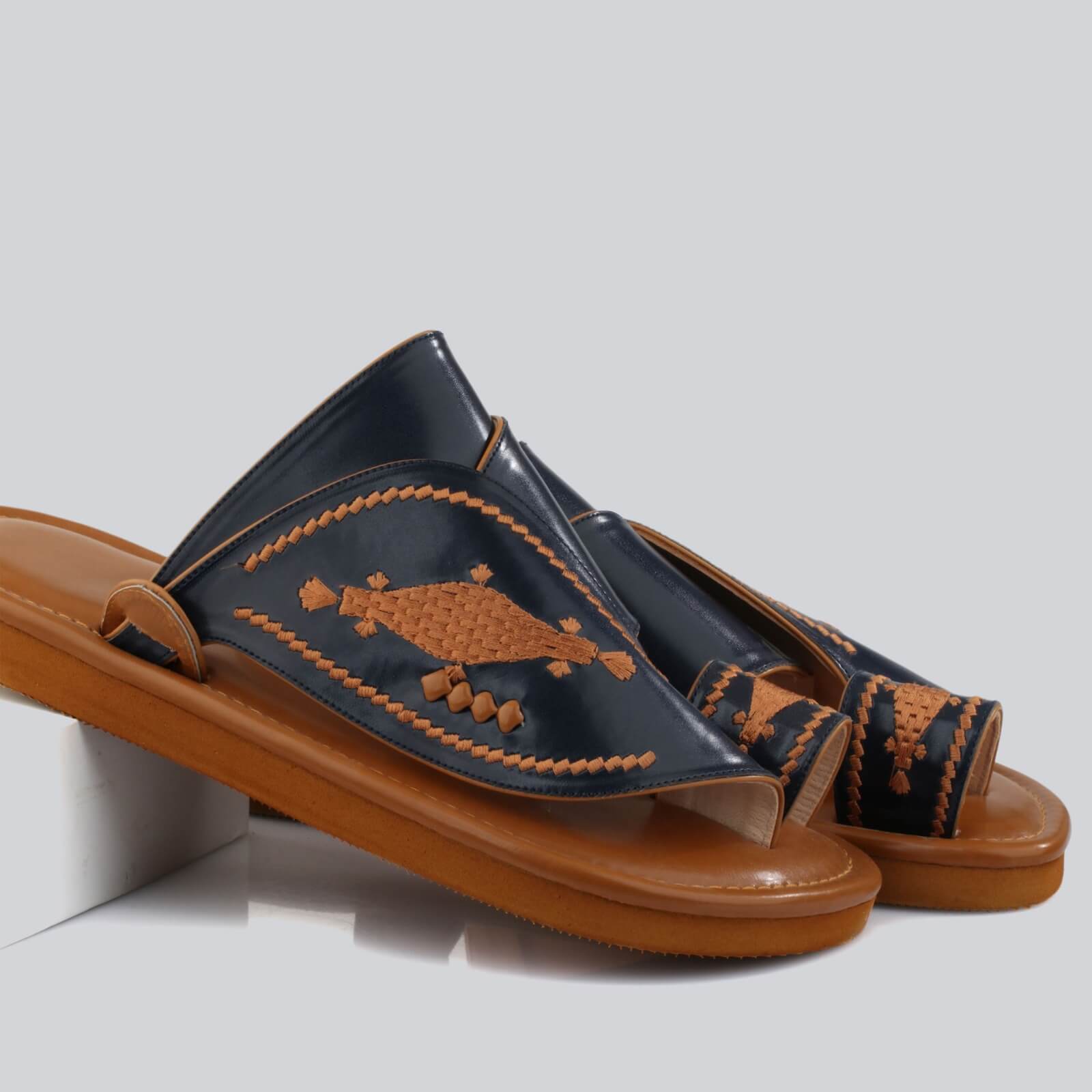 Luxury men's slippers with laser embroidery