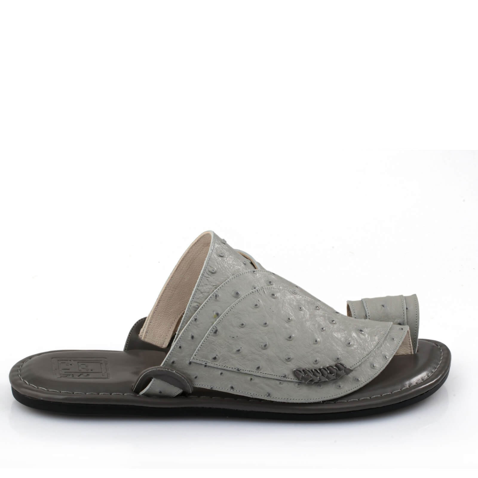 Premium light grey oriental shoe with ostrich texture by Elite Shoe