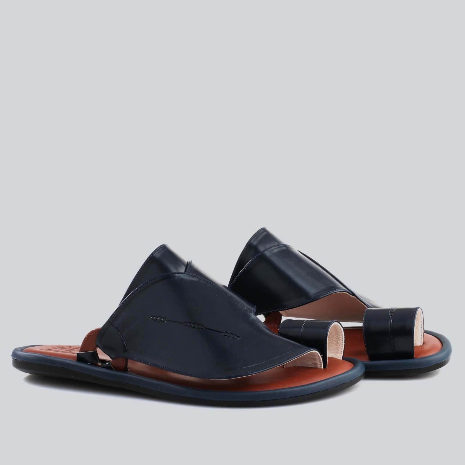 Men's luxury navy blue comfortable slippers, low sole