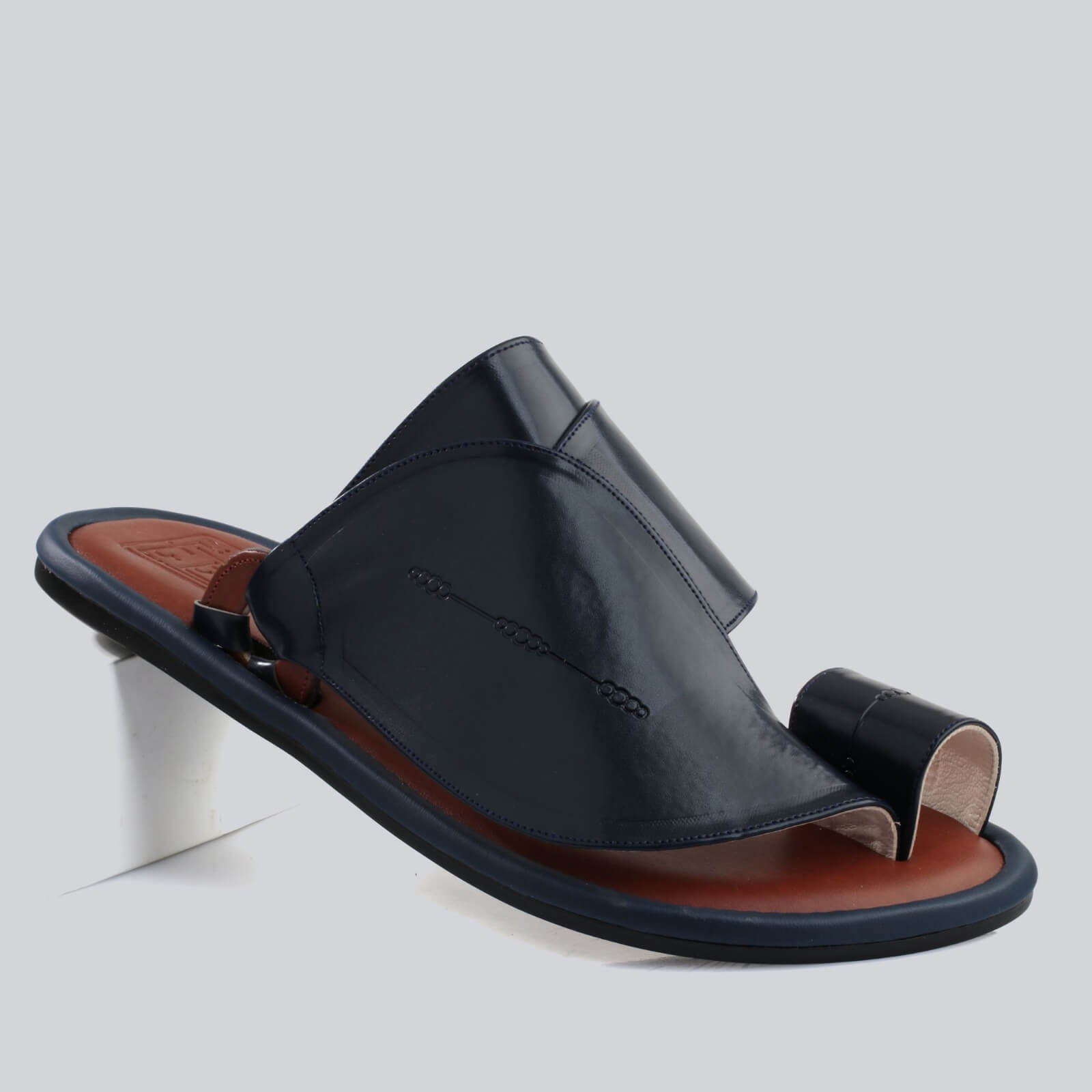 Men's luxury navy blue comfortable slippers, low sole