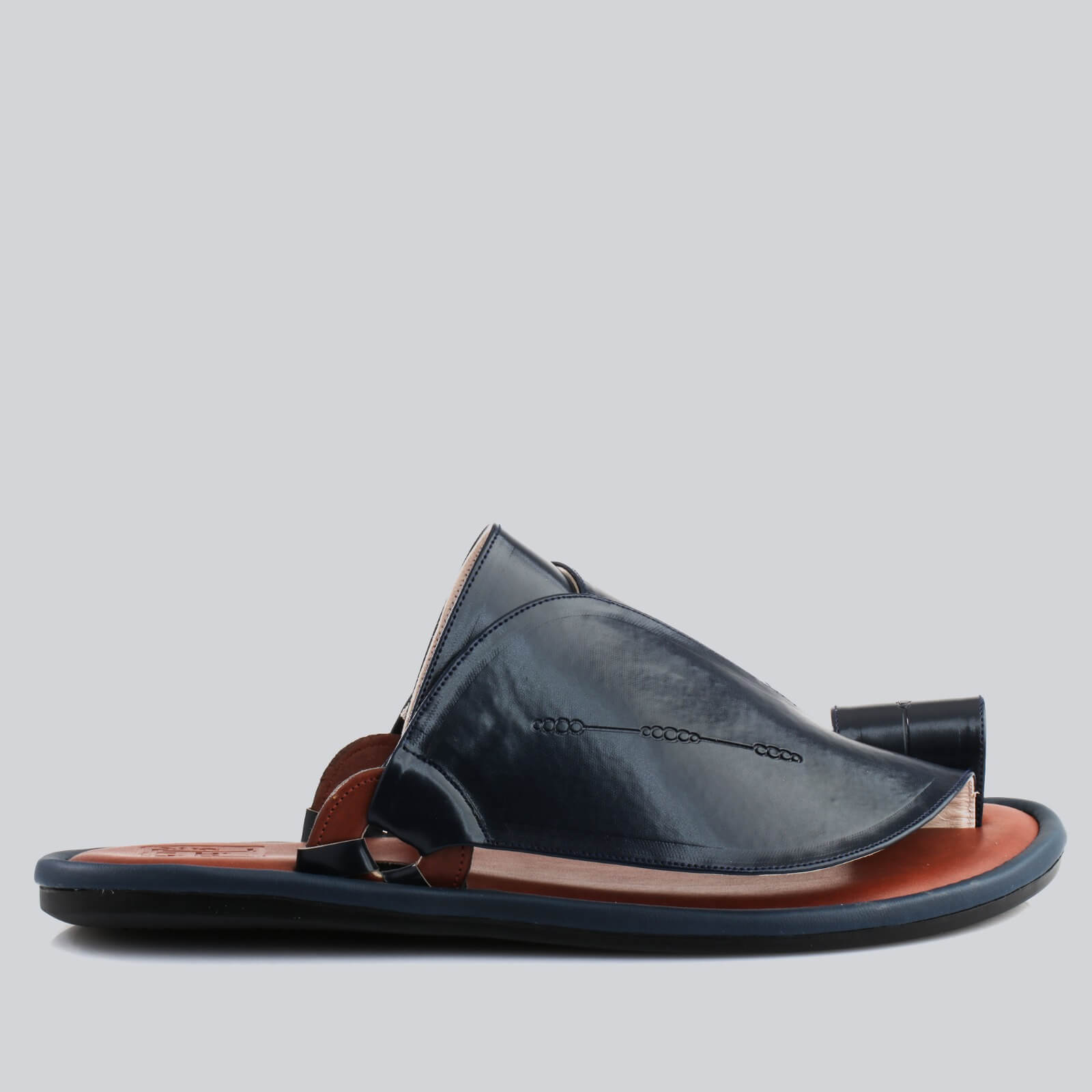 Men's luxury navy blue comfortable slippers, low sole