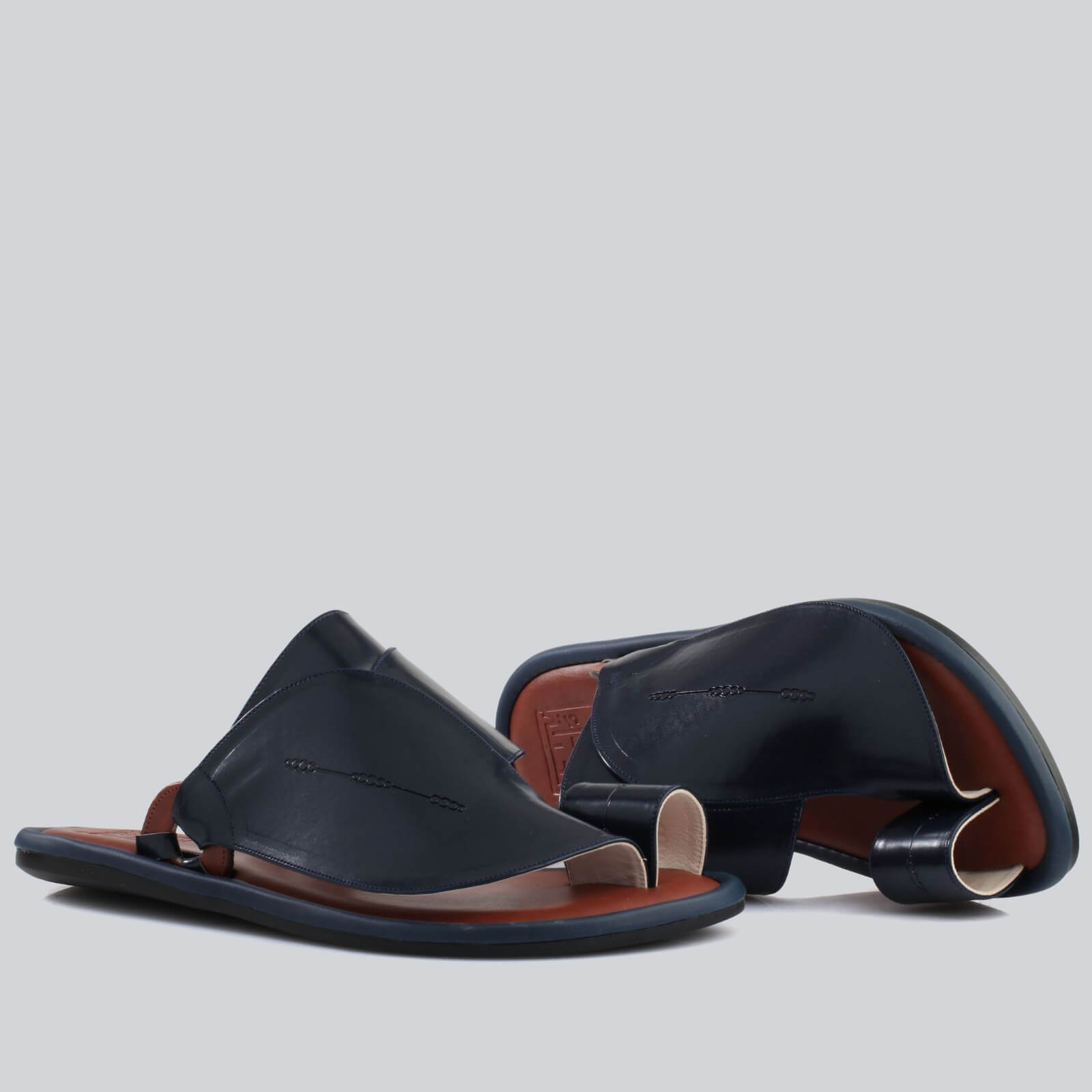 Men's luxury navy blue comfortable slippers, low sole