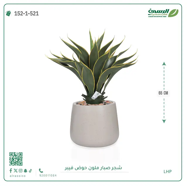  شجرة صبار صناعية ملونة ( ارتفاع 65 سم ) حوض فيبر 