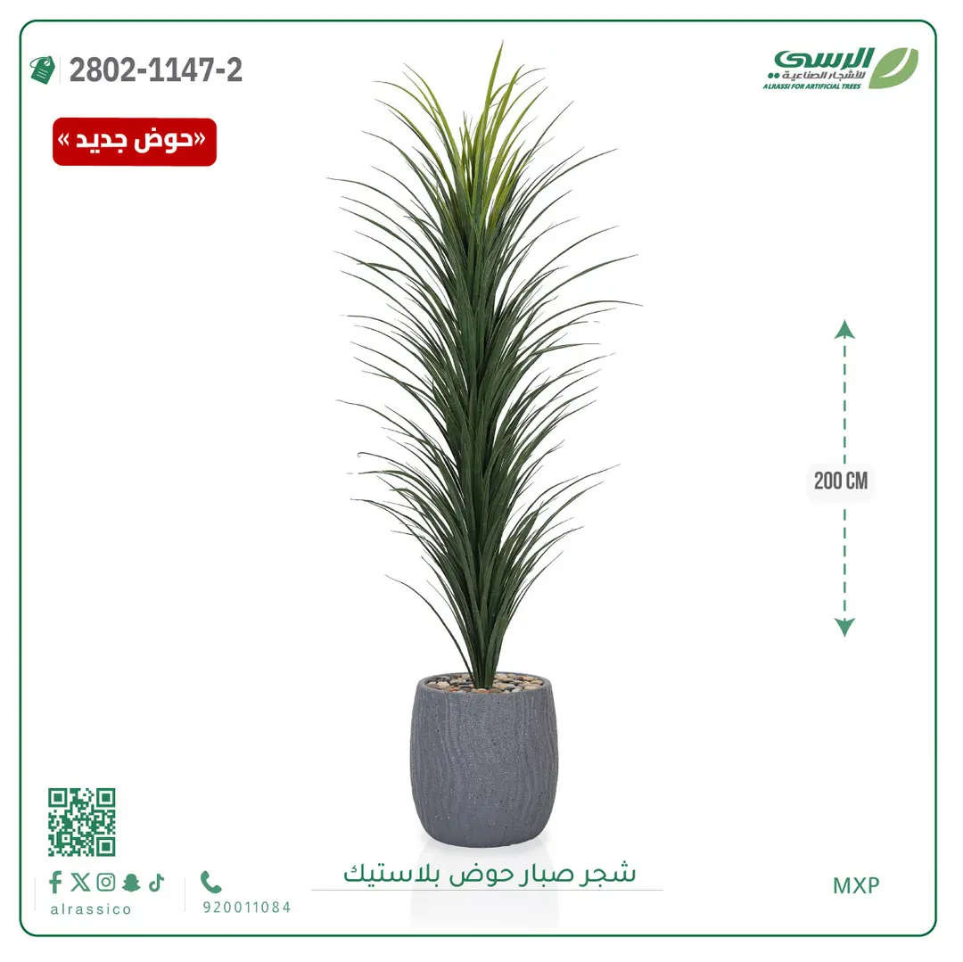  شجرة صبار صناعية ( ارتفاع 200 سم ) حوض بلاستك 