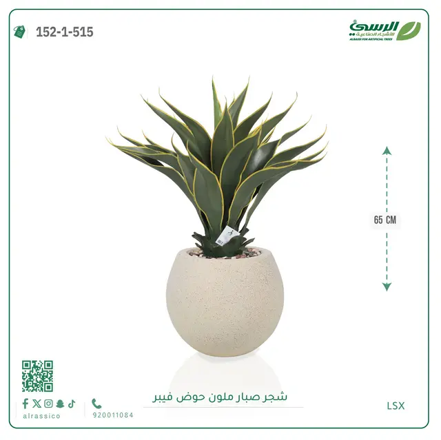  شجرة صبار صناعية ملونة ( ارتفاع 65 سم ) حوض فيبر 