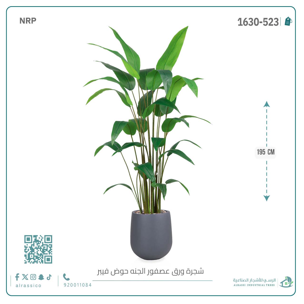   شجرة عصفور الجنة الاصطناعية متوسطة بمركن فيبر أسطواني 