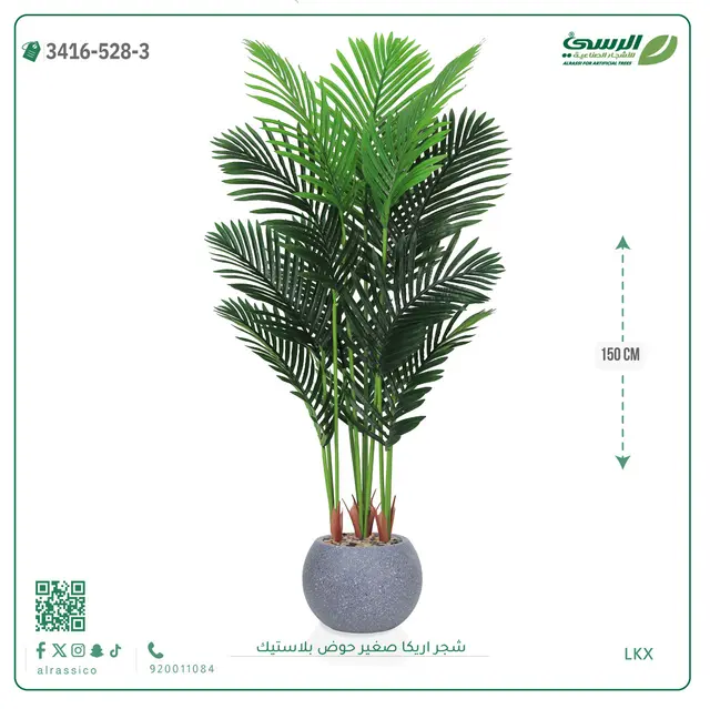  شجر أريكا صناعية ( ارتفاع 150 سم ) حوض بلاستك 