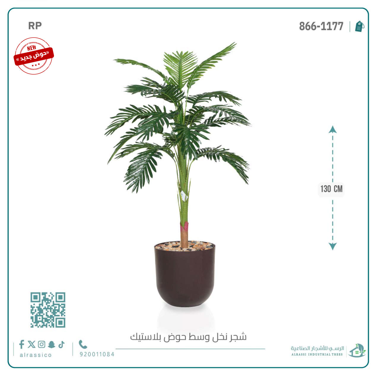  شجرة نخل صغير بمركن بلاستيك أسطواني 