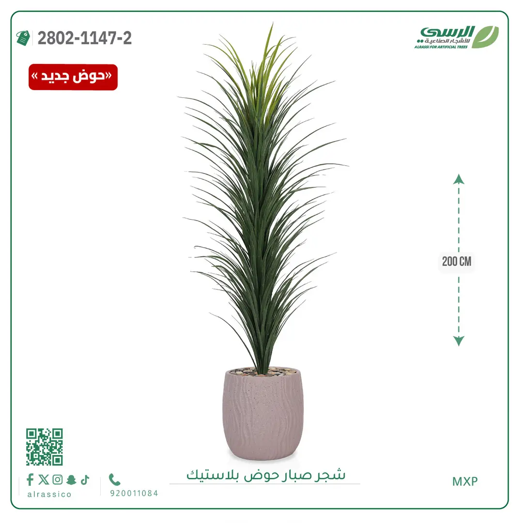  شجرة صبار صناعية ( ارتفاع 200 سم ) حوض بلاستك 