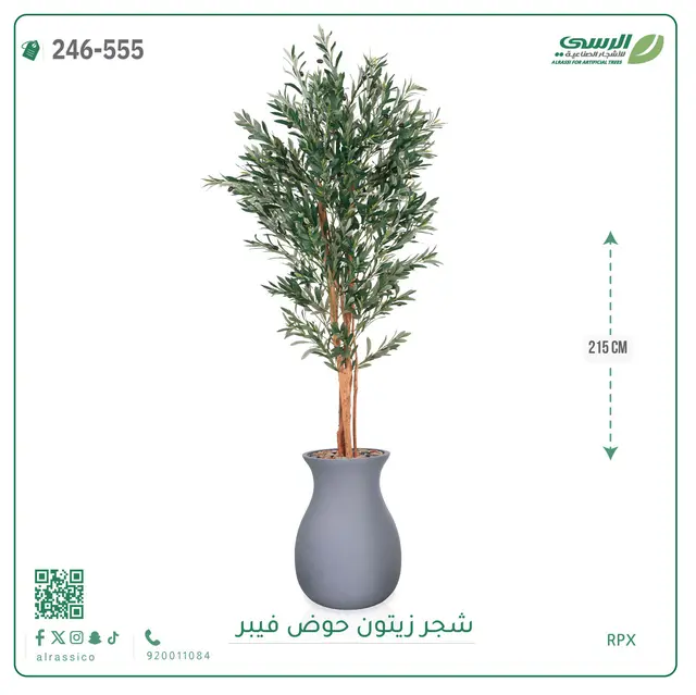  شجر زيتون صناعية ( ارتفاع 215 سم ) حوض فيبر 