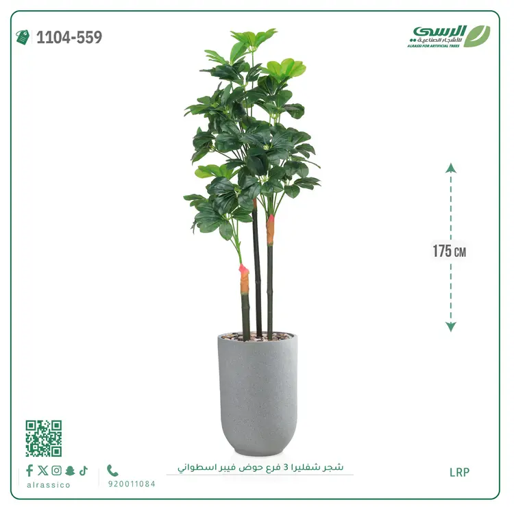  شجرة شيفليرا صناعية (ارتفاع 175 سم) بحوض فيبر 