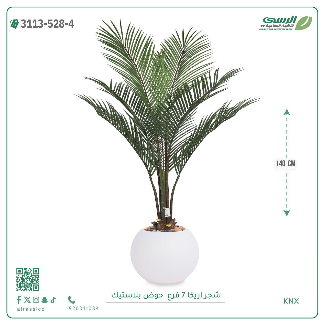   شجر أريكا (7 فروع) بارتفاع(140)بمركن بلاستيك دائرى  
