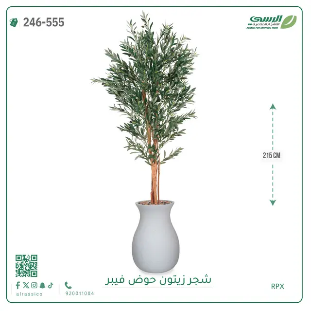  شجر زيتون صناعية ( ارتفاع 215 سم ) حوض فيبر 