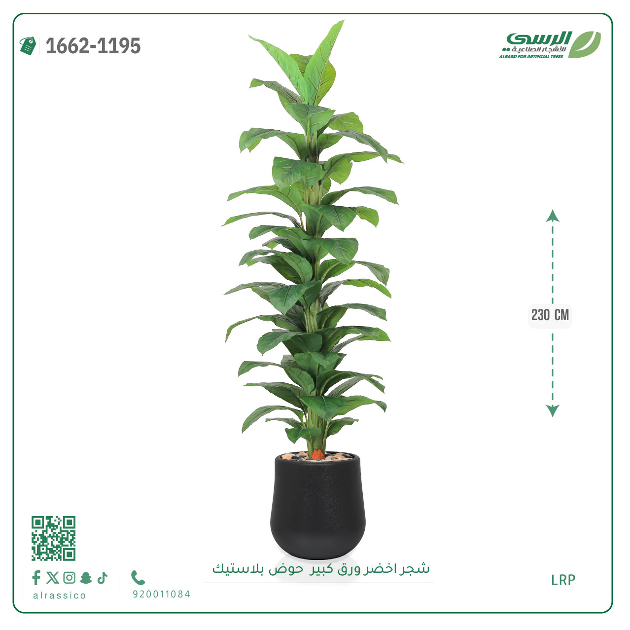  شجر مونستيرا صناعي ( ارتفاع 230 سم ) حوض بلاستيك 