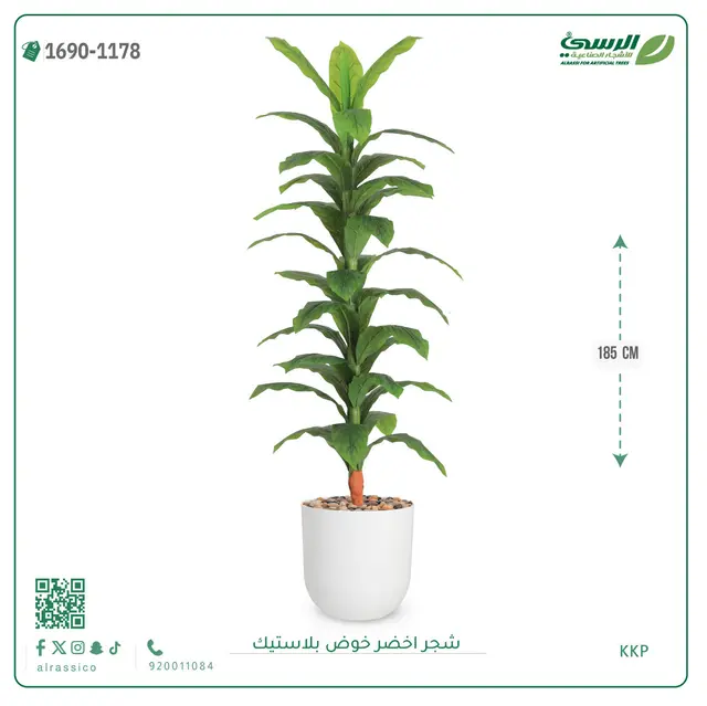  شجرة ذرة صناعية (ارتفاع 185 سم) حوض بلاستيك 