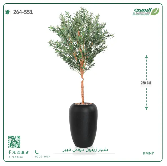  شجر زيتون صناعية ( ارتفاع 250 سم ) حوض فيبر 