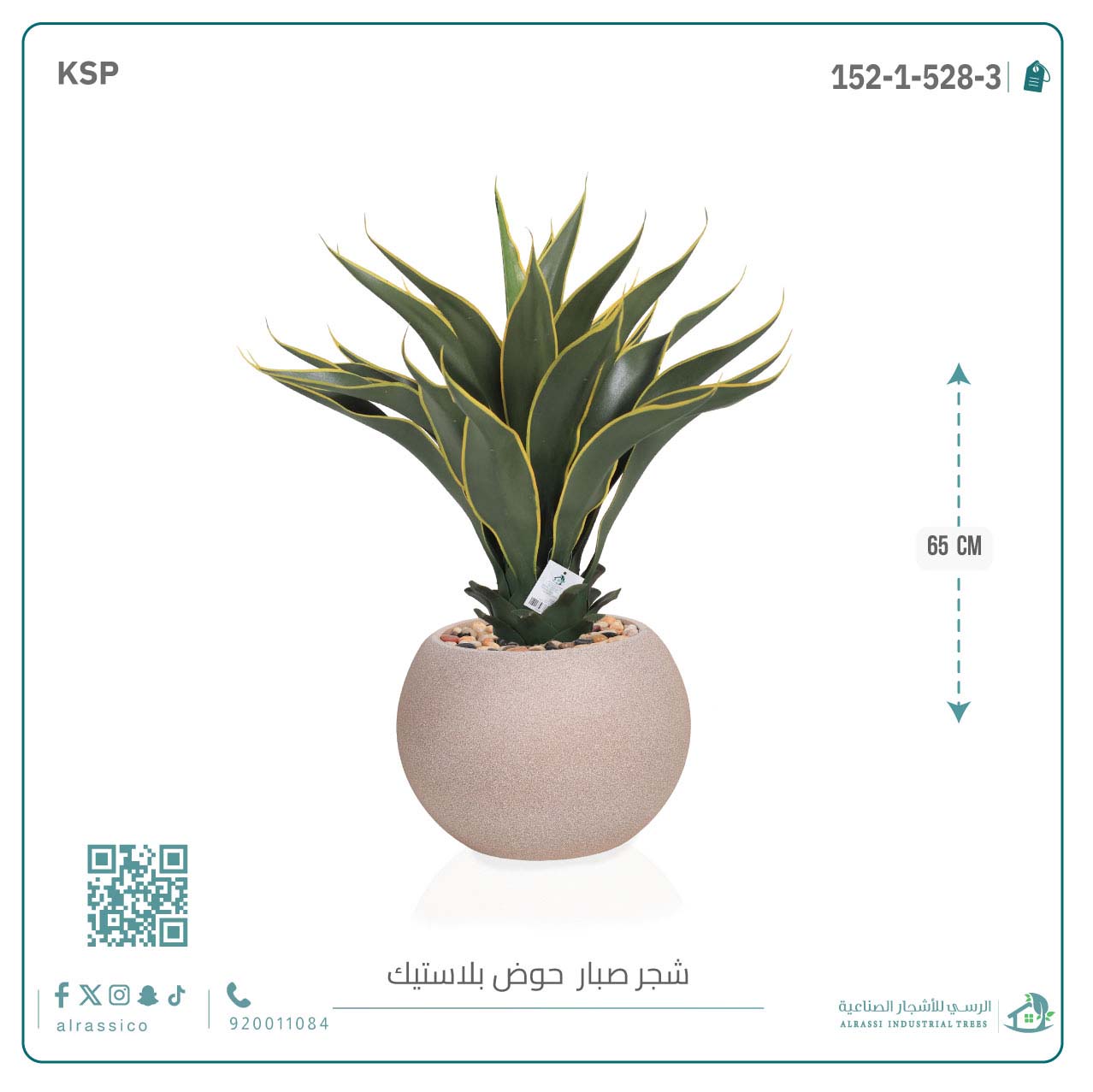  صبار ذيل الثعلب الصناعي بمركن بلاستيك دائرى   